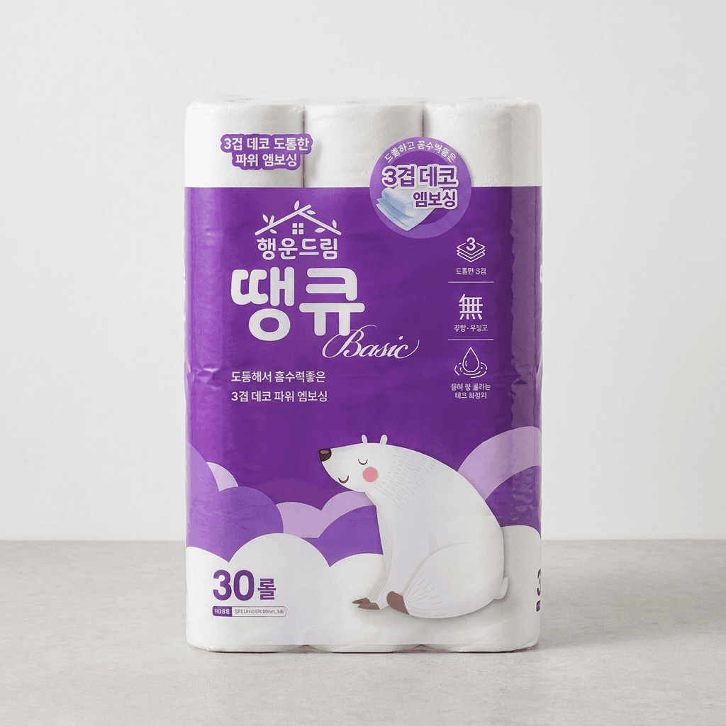 행운드림 땡큐 베이직 화장지, 3겹, 30롤, 14m, 1팩 핫딜